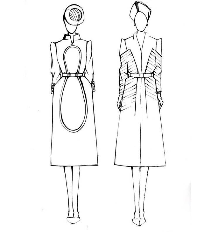 大衣手稿效果-女裝設計-服裝設計